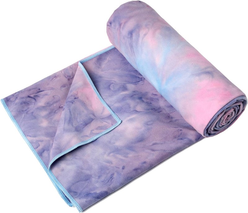 Eunzel Hot Yoga Towel Non Slip Yoga Mat Towel Non-Slip Sweat Absorbent Microfiber Towel for Hot Yoga, Pilates and Workout 72" x 26.5", Purple & Blue - Image 2